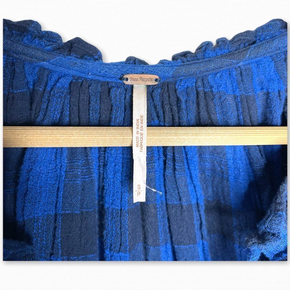 FREE PEOPLE Honey Grove Blue Plaid Top - Picture 4 of 10